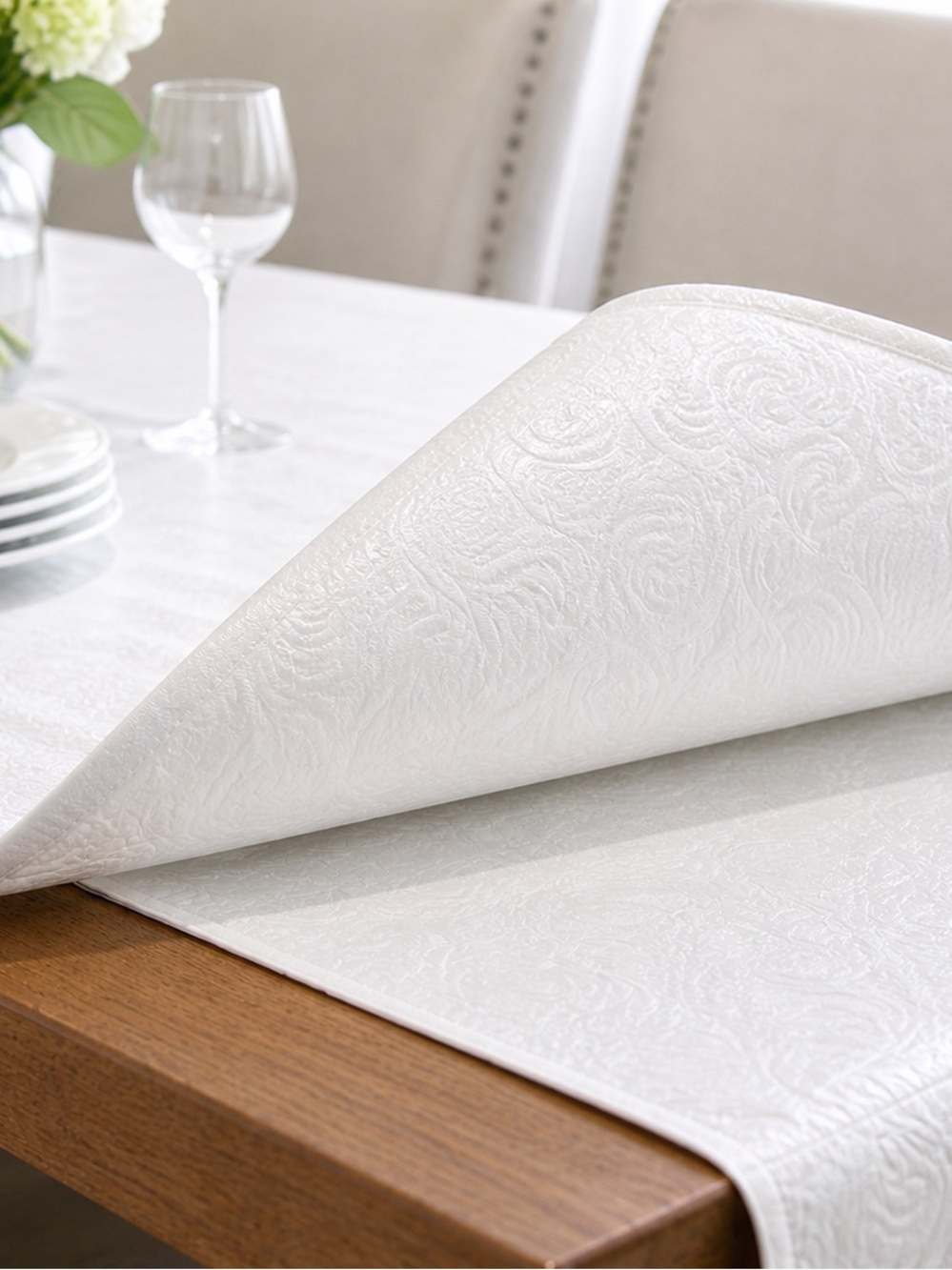 52x70 White Vinyl Table Pad Protector Waterproof Table Cover Linens N Things